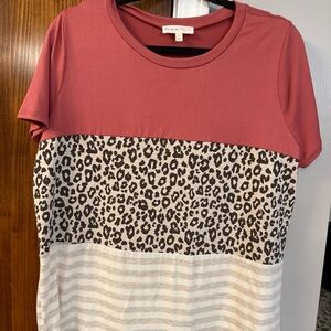 Trendy Animal Print Short Sleeve Top